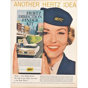 1959 Hertz Rent a Car Vintage Print Ad Reservation Agent Woman Wall Art 10x13